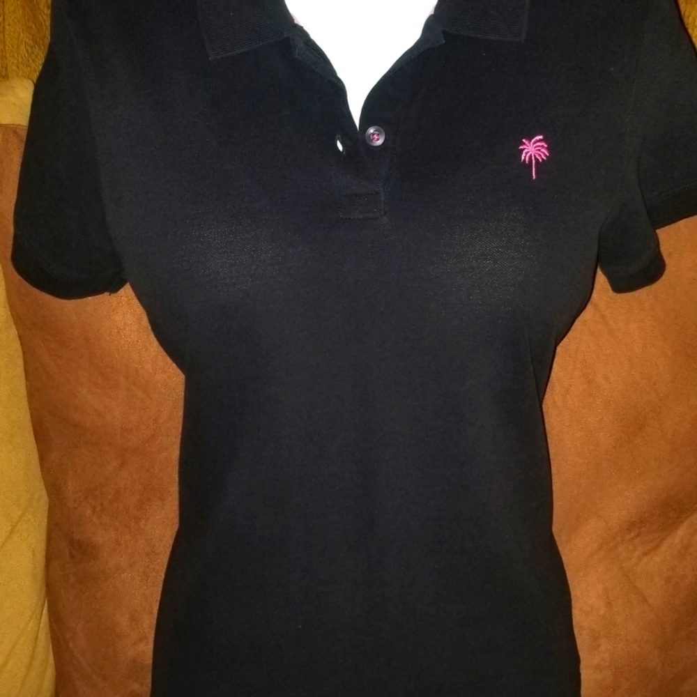 Lilly Pulitzer Black/Pink Island S/S Polo